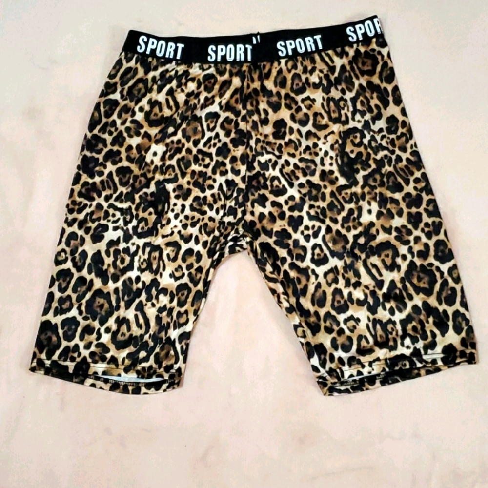 Leopard Print Biker Shorts